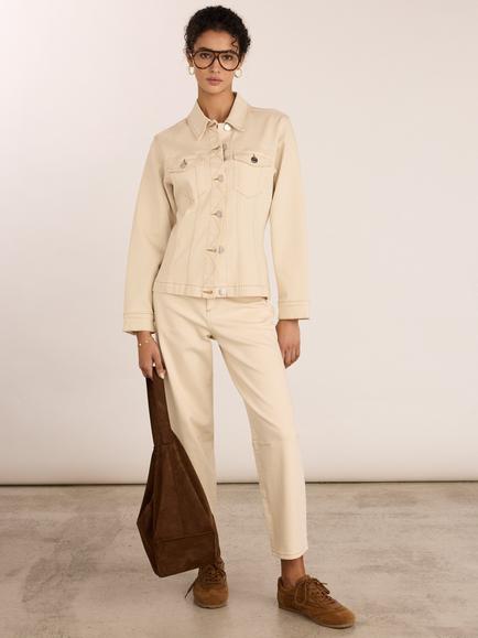 Baukjen Louise Longline Denim Jacket, Ecru - view 2, Ecru