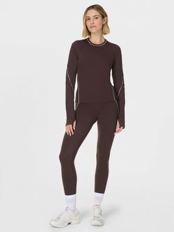 Sweaty Betty Contrast Stitch Workout Leggings, Brown Mid, Brown Mid