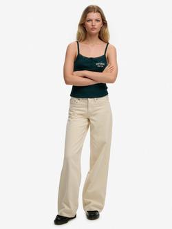 Superdry Mid Rise Baggy Wide Leg Trousers, Rice White, Rice White