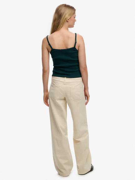Superdry Mid Rise Baggy Wide Leg Trousers, Rice White - view 2, Rice White