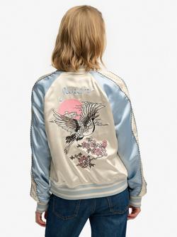 Superdry Suikajan Embroidered Bomber Jacket, Blue Fog - view 2, Blue Fog