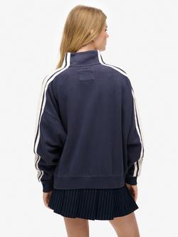 Superdry Athletic Essentials Applique Loose Zip Track Top, Mariner Navy - view 2, Mariner Navy