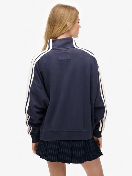 Superdry Athletic Essentials Applique Loose Zip Track Top, Mariner Navy - view 2, Mariner Navy