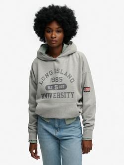 Superdry Athletic Essentials Relaxed Hoodie, Grey Marl, Grey Marl