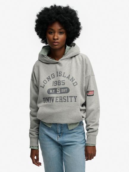 Superdry Athletic Essentials Relaxed Hoodie, Grey Marl, Grey Marl