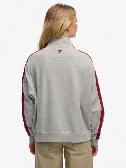 Superdry Athletic Essentials Appliqué Loose Zip Track Top, Grey Marl - view 2, Grey Marl