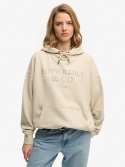 Superdry Luxe Casual Relaxed Hoodie, Peyote Beige, Peyote Beige