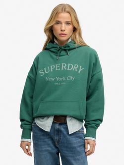 Superdry Luxe Casual Relaxed Hoodie, Pine Green, Pine Green
