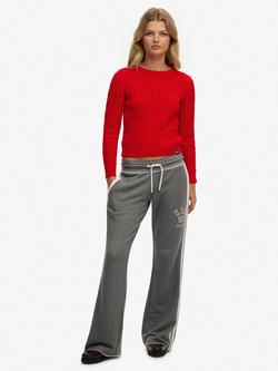 Superdry Athletic Essentials Stripe Flare Joggers, Charcoal White Marl, Charcoal White Marl