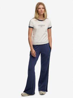 Superdry Athletic Essentials Stripe Flare Joggers, Mariner Navy, Mariner Navy