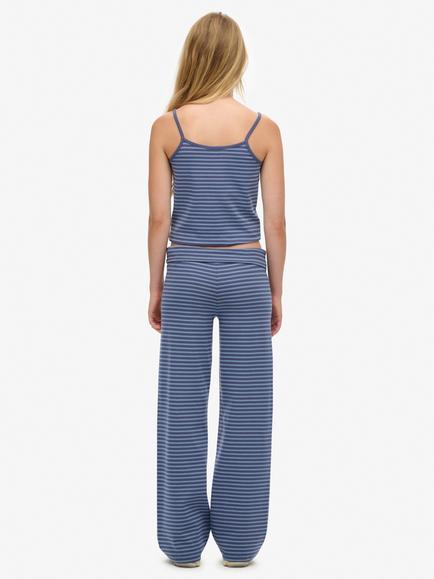 Superdry Athletic Essentials Stripe Fold Over Joggers, Nvy/Tidal Blu Stripe - view 2, Nvy/Tidal Blu Stripe