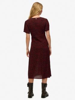 Superdry Heart Print Tea Midi Dress, Red Hearts - view 2, Red Hearts