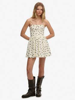 Superdry Corset Cami Mini Dress, Cream Blck Polka Dot, Cream Blck Polka Dot