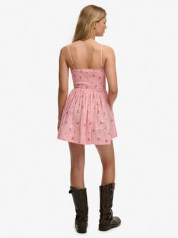 Superdry Corset Cami Mini Dress, Polka Floral Pink - view 2, Polka Floral Pink