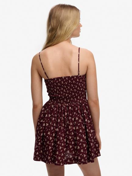 Superdry Corset Cami Mini Dress, Burgundy Ditsy - view 2, Burgundy Ditsy