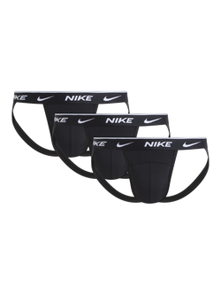 Nike Cotton Stretch Jock Strap, Pack of 3, Black, Black