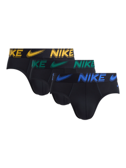 Nike Logo Waistband Hip Briefs, Pack of 3, Black, Black