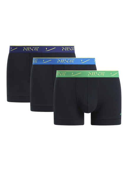 Nike Essential Stretch Cotton Boxers, Pack of 3, Green/Blue/Black