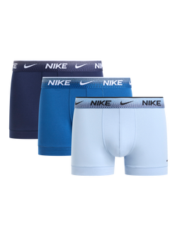 Nike Essential Cotton Stretch Trunks, Pack of 3, Blue Mid, Blue Mid