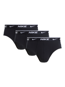 Nike Essential Stretch Cotton Briefs, Pack of 3, Black, Black