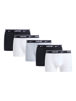 Nike Essential Cotton Trunks, Pack of 5, Black/White, Black/White