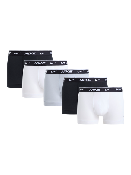 Nike Essential Cotton Trunks, Pack of 5, Black/White, Black/White