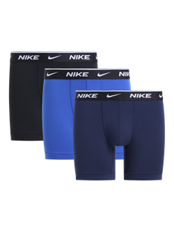 Nike Essential Stretch Cotton Trunks, Pack of 3, Blue/Navy/Black, Blue/Navy/Black