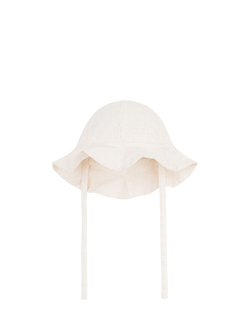 Petit Bateau Baby Broderie Anglaise Tie Sun Hat, Cream, Cream