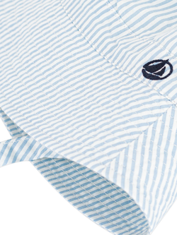 Petit Bateau Baby Striped Tie Sun Hat, Blue - view 2, Blue