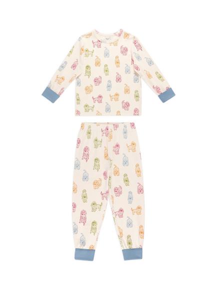 Chelsea Peers Kids' Long Sleeved Rainbow Cockapoo Pyjama Set, White, White
