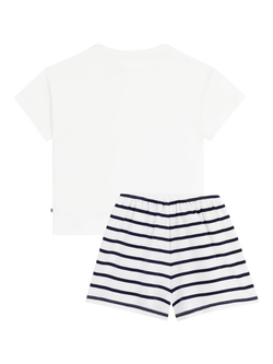 Petit Bateau Kids' Short Pyjama Set, White - view 2, White