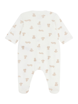 Petit Bateau Baby Bear Print Pyjama Sleepsuit, Cream - view 2, Cream