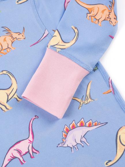 Chelsea Peers Kids' Dinosaur Dreams Long Sleeve Pyjama Set, Blue/Multi - view 2, Blue/Multi