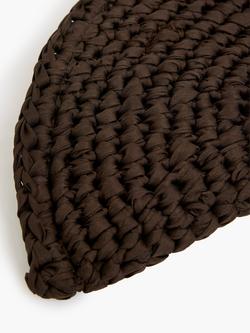 French Connection Ribbon Crochet Clutch Bag - view 2, Espresso Brown