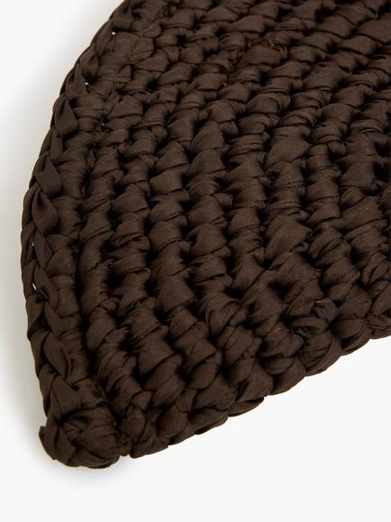 French Connection Ribbon Crochet Clutch Bag - view 2, Espresso Brown