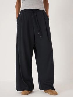 HUSH Taylor Wide Leg Trousers, Navy Blue, Navy Blue