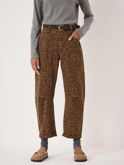 HUSH Cordi Animal Print Barrel Leg Trousers, Spotty Animal Brown, Spotty Animal Brown