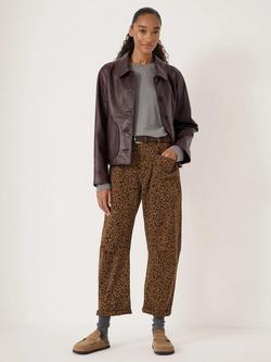 HUSH Cordi Animal Print Barrel Leg Trousers, Spotty Animal Brown - view 2, Spotty Animal Brown