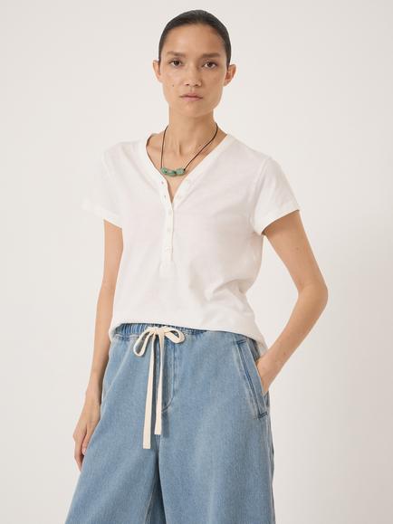 HUSH Roe Henley T-Shirt, White, White