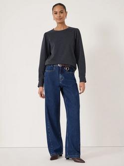 HUSH Emily Check Jersey Top, Dark Charcoal - view 2, Dark Charcoal