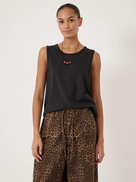 HUSH Carla Relaxed Fit Vest Top, Black