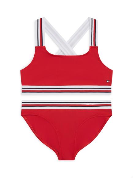 Tommy Hilfiger Kids' Bralette Bikini Set, Red