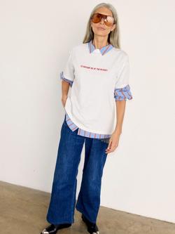 Never Fully Dressed Crew Neck Rodeo T-Shirt, White/Red, White/Red