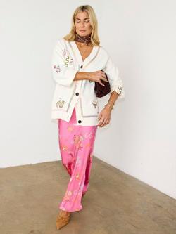 Never Fully Dressed Martha Wester Motifs Cardigan, Cream/Multi, Cream/Multi