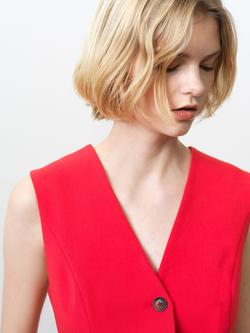 French Connection Carlie Longline Waistcoat, Watermelon Red - view 2, Watermelon Red