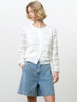 French Connection Krista Lace Mix Cardigan, Summer White, Summer White