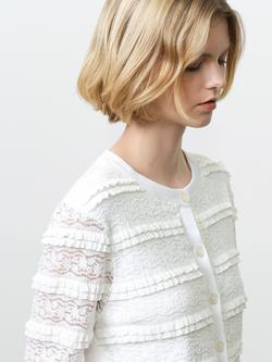 French Connection Krista Lace Mix Cardigan, Summer White - view 2, Summer White