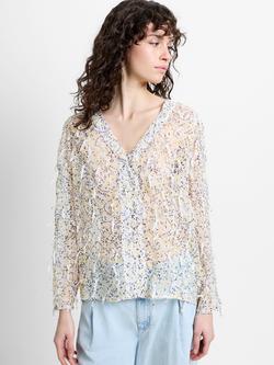 French Connection Bonnie Abstract Textured Top, White/Yellow, White/Yellow