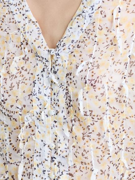French Connection Bonnie Abstract Textured Top, White/Yellow - view 2, White/Yellow