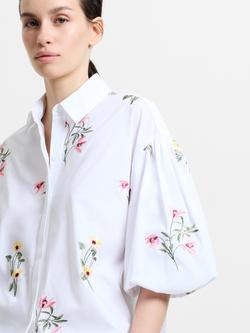 French Connection Cambria Embroidered Floral Shirt, White - view 2, White